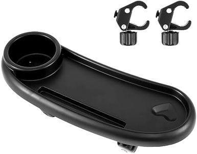 Stroller Snack Tray with Cup Holder Universal Stroller Food Tray Removable Baby Snack Tray with Adjustable Buckle and Hooks Reusable Stroller Snacks Holder for Strollers (Style 2)