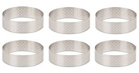 DeBuyer Valrhona Perforated Tart Ring - 2.25 inch Diameter, Set of 6 units