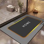 Yellow Weaves Rubber 2 Pcs Anti Slip Water Soaking Rectangular Floor Mat, Water Absorbent Non Slip Bath Mat, Quick Dry Mat for Bathroom, Door Mat for Home, Kitchen, Office, Kitchen - Grey