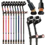 Flexyfoot Shock Absorbing Soft Grip Double Adjustable Crutches - Improve Safety, Improve Grip, Reduce Shocks & Jarring – Pair - Black