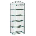 Outsunny 5 Tier Mini Greenhouse Portable Garden Grow House with Roll Up Door and Wire Shelves, 69 x 49 x 193cm, Clear