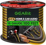GEARit Pro Series 16AWG Speaker Wire, 16 Gauge Speaker Wire Cable (100 Feet / 30 Meters) Great Use for Home Theater Speakers and Car Speakers, Transparent Black/Yellow