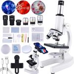 Kids' Microscope Kit - 40X-2000X Compound Microscope with Mobile Phone Adapter and Slide Set for Home School Labs