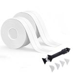 White Caulk Tape Waterproof Self Adhesive, Bathroom Caulking Tape,Sealer Strip for Toilet Base Shower Wash Basin Sink, Easy to Use with Silicone Caulking Tool, Multifunction Middle Crease Design