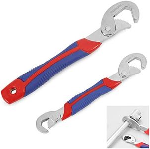 WORKPRO 2 Piezas Juego de Herramientas Universal con Mango Cómodo, Llaves Inglesas Multifunción, Llave Ajustable con Bloqueo Automático y Rápido