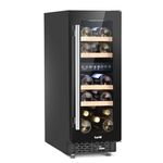 Baridi 17 Bottle Dual Zone Slim Built-In 30cm Wine Cooler, Touch Screen Controls, Wooden Shelves, LED, Black - DH204