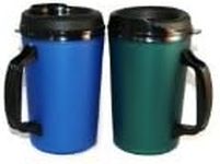 GAMA Electronics 2 ThermoServ Foam Insulated Coffee Mug 20 oz w/Lids (1) Blue & (1) Green