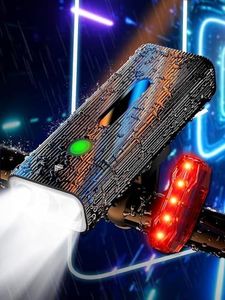 IPSXP 5000 Lumens Luci Bicicletta LED,5200mAh Batteria di Grande capacità & IPX5 Impermeabile,Oltre 14 ore di Autonomia,Anteriore e Posteriore USB Ricaricabile,Funzione Power Bank,Modalità Multiple