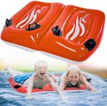 2 Person Inflatable Body Board with Handles for Water Slides for Kids & Adult, Double Blow Up Boogie Board for The Beach Surfboard Surf Wave Floating Pool Float for Swimming by by 4E's Novelty