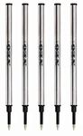 Rollerball Pen Refills by NEO+, Black Ink (Pack of 5) Compatible with Most refillable Rollerball pens