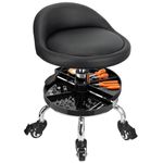 JOSTZHXIN Garage Mechanic Stool Chair Rolling Shop Chair, Height Adjustable Garage Shop Seat, Low Stools with Storage Tray, Rolling Stool for Salon SPA Tattoo