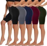 5 Pack Biker Shorts Women - 5"/8" High Waist Spandex Workout Yoga Running Athletic(Black/Grey/Navy/Wine/Olive,Plus)