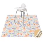 Splat Mat for Under High Chair/Arts/Crafts, Waterproof and Anti-Slip Splash Mat Floor Protector, Washable Highchair Floor Mat, 51 Inch Reusable Messy Mat and Baby Feeding Table Cloth (Dog)