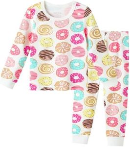 pureborn Baby Girl Pajamas Set Kids Long Sleeve Snug Fit Cotton Sleepwear Pjs 2pcs Set Doughnut 12-18 Months