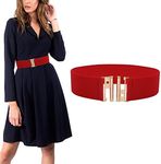 Kaket Waist Belts for Women Elastic, Womens Wide Stretch Belts Dress Belts for Women, Elastic Waistband Belts for Dresses, Vintage Cinch Belts for Women (Red)