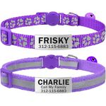 TagME 2 Pack Cat Collar with Name Tag and Bell, Personalized Quick Release Cat Collars, Pet Collar with Silent Slide On ID Tags for Boy and Girl Cat, Purple