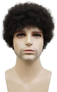 Aimole Afro Short Curly Wigs 100% Human Hair Wig for Black Women or Men African American Full Wig (1B)