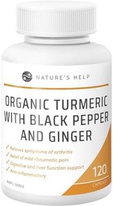 Nature's Help Organic Turmeric with Black Pepper and Ginger Capsules, 120 count, Pack of 120