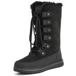 Womens Tall Durable Faux Fur Winter Rain Snow Waterproof Outdoor Calf Boots - 4 - BLK37 AYC0530 Black Suede