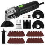 GALAX PRO Oscillating Tool, 400W Multifunction Tool,6 Variable Speed - Oscillating Vibration Angle 4 Degrees,Quick Change System with 30 PCS Accessories for Cutting, Sanding and Grinding