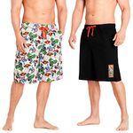 Marvel Mens Shorts, Mens Joggers Bottoms with Iron Man Captain America Hulk and Thor, Casual Summer Shorts for Men, Gifts for Men Teenagers (Black, XL)