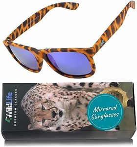 Sleep ZM 4WildLife Collection Cheetah Print Inspired Polarized Sunglasses with Dusk Blue Mirrored Lens Help Block Blue Light and Save Cheetahs and the Planet