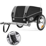 CXWXC Bicycle Trailer with Shock Absorber, Large Load Capacity up to 120L, Load Capacity 40KG, Folding Load Trailer with Tarpaulin and Safety Flag, Perfect for Daily Transport (BLACK)