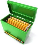 Pencil Dispenser Holder Green Stainless Steel Dispenser for Pencils with 6 Beautiful Stickers for Decoration Metal Pencil Dispenser for Classroom Home Office Teachers Students (Pencils Not Included)