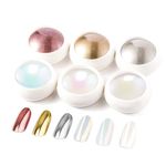 LEDSUUEI 6Pcs Chrome Nail Powder: 【Metallic Mirror Glitter Effect】Rose Gold Chrome Nail Powder for Gel Polish Aurora Iridescent Pearlescent Nail Chrome Powders for Nails Salon DIY