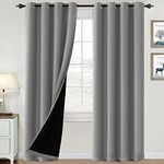 H.VERSAILTEX 100% Blackout Curtains for Bedroom Thermal Insulated Blackout Curtains 96 inch Length Heat and Full Light Blocking Curtains for Living Room with Black Liner 2 Panels Set, Dove Gray