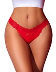 Avidlove Lace Ladies Underwear Low Rise Thongs Cute Cheeky Panties Red