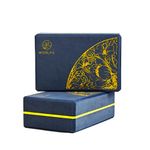 WiseLife Printed Yoga Blocks | Yoga Brick (Pack of 2, Extra Large Size), High-Density EVA Foam Soft Surface for Balance, Support & Performance, Strength Training Exercise (Midnight Blue)