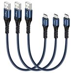 Fasgear USB Type C Cable, 3 Pack 1ft Short USB to Type C Cable Nylon Braided Fast Charger Compatible with Samsung Galaxy Note 10 8 9, S10 S8 S9, Moto G6 G7, Sony Xperia L1 XA2 Huawei P20 Lite (Blue)