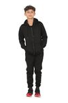 Grunge Wear® Kids Girls Boys Plain Tracksuit Back to School - Children Pe School Zipper Hoodie Top Bottom Jogging Suit (Black, 5-6 Years)