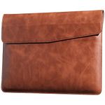 CPNVWA Leather Laptop Sleeve for MacBook Pro 16 Inch M3 M2 Laptop Case,Slim and Durable Waterproof Protective Bag for 15-16 Inch Notebook Computer Cover,Brown