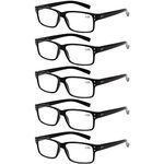 Norperwis Reading Glasses 5 Pack Quality Readers Spring Hinge Glasses for Reading for Men and Women (5 Pack Black, 2.00, multiplier_x)