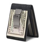 House of Jack Co. Full Grain Leather Bifold Money Clip Wallet For Men | Front Pocket Wallet with ID Window, Black