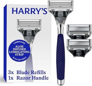 Harry's Razors for Men, 1 Handle (Chrome Edition) and 3 Razor Blade Refills with German Engineered 5-Blade Technology, Stocking Stuffer For Men