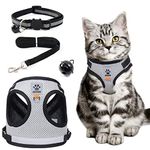 Cat Harness and Lead Set, Adjustable Cat Harness Escape Proof Cat Kitten Harness for Walking, Breathable Cat Harness with Reflective Stripe and Leash Set for Small Medium Cats Pets (S)