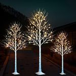 Lighted Birch Tree, 4/6/8 FT Set of 3 Decoration LED Lighted Trees for Home Wedding Festival Party Christmas Decoration Tree Lights