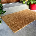 Onlymat Natural Plain Coir Doormat (Beige) Long Lasting, Heavy Duty Thick Entryway Rug with Plain Design for Indoor & Covered Door Entrances 30 X 60 Cm, Large Rectangle