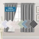 H.VERSAILTEX Linen Look 100% Blackout Curtains for Bedroom Full Light Blocking Rod Pocket Linen Textured Thick Window Curtain Drapes with White Backing, 2 Panels Set, Each W132cm x D160cm, Dove Grey