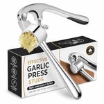Tenom Heavy Duty Garlic Press, Rustproof Garlic Crusher & Mincer, Dishwasher Safe Kitchen Gadget (Chrome Silver)