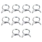 uxcell Double Wire Spring Hose Clamp, 10pcs 65Mn Steel 12mm Inner Dia Fit 12.7mm-13.4mm OD Hose Fuel Line Silicone Tube Spring Clips, Silver Tone