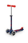 Micro Scooters | Mini Micro Deluxe LED Children's Scooter | Extra Grippy Deck | Weather Tested Stem | Remove & Fold Handlebar | Light Up Wheels | 2-5yrs | Boys & Girls | Navy