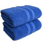 FB 2x Extra Large Super Jumbo Bath Sheets (100 x 200 cm-600 GSM) Luxury 100% Egyptian Combed Cotton Towel Super Soft Premium Hotel Quality Quick Dry Bathroom Towels Set (Blue)