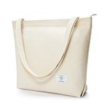 KALIDI Canvas Tote Bags for Women with Zip,Casual Women's Totes with Interior Pocket Large Tote Bag Handbag Shopping Bag Beach Bag For Ladies Girls,School,Work,Shopping