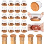 20 Pack Clear Chair Leg Floor Protectors for Hardwood Floors, Round Rubber Furniture Sliders with Felt, Silicone Furniture Leg Caps Covers(Medium Fit:0.75"-1.1"