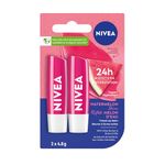 NIVEA Watermelon Shine Lip Balm, (2 X 4.8g) | Subtle Pink Tinted Lip Care, 24H Hydration