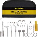 XFISHMAN Fly Tying Tool Kit 12 in 1 with Bobbin Finisher Scissors Hackle Hair Stacker Fly Fishing Tying Tools Set